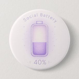 Badge Rond 7,6 Cm Batterie sociale neurodivergente Autisme TDAH AuDH