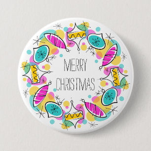 Badge Rond 7,6 Cm Baubles Arbres Rétro bouton Noël