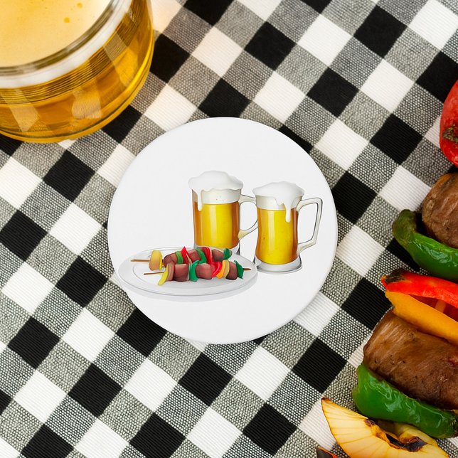 Badge Rond 7,6 Cm BBQ brochettes et biscuits d'été de bière (Créateur téléchargé)