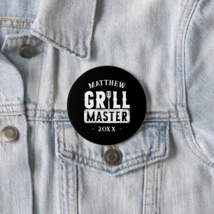 Badge Rond 7,6 Cm BBQ Grill Master Personnalisé Meilleur papa Père