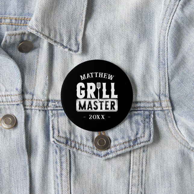 Badge Rond 7,6 Cm BBQ Grill Master Personnalisé Meilleur papa Père (En situation)