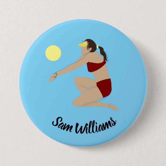 Badge Rond 7,6 Cm Beach Volleyball (Devant)