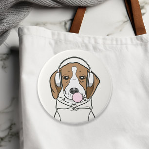 Badge Rond 7,6 Cm Beagle de refroidissement avec Bubblegum mignon ch
