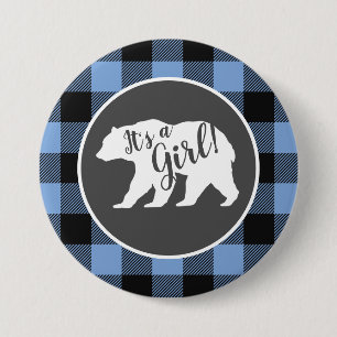 Badge Rond 7,6 Cm Bear Baby shower Garçon bleu
