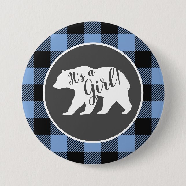 Badge Rond 7,6 Cm Bear Baby shower Garçon bleu (Devant)