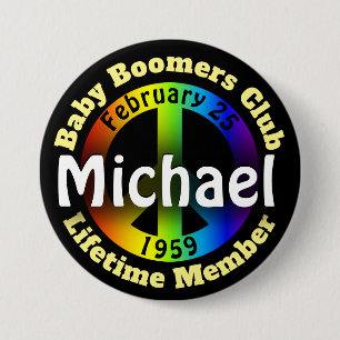 Badge Rond 7,6 Cm Bébé d'anniversaire d'amusement Bommers/hippie