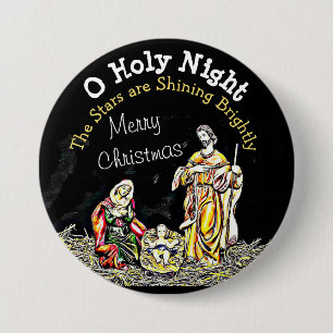 Badge Rond 7,6 Cm Bébé de la nuit Sainte Bouton de Noël Jésus