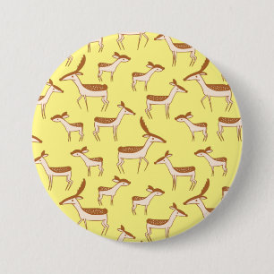 Badge Rond 7,6 Cm Bébé mignon Cerf et famille sur Pastel Jaune