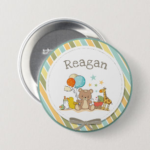 Badge Rond 7,6 Cm Bébé personnalisé Teddy Ours Giraffe caoutchouc Du