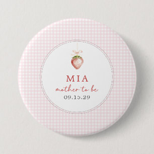 Badge Rond 7,6 Cm Bébé Sucré Bébé Fille Coquette Gingham Fraise 