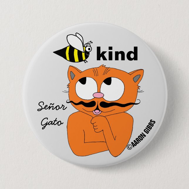 Badge Rond 7,6 Cm Bee Genre (sois gentil) Cartoon Mustache Bouton de (Devant)