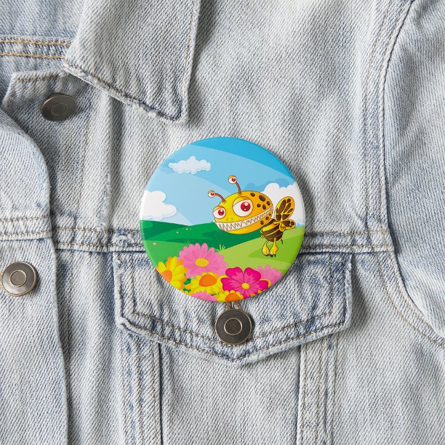Badge Rond 7,6 Cm Bee Monster mignonne mais Déplaisante dans un cham (Créateur téléchargé)