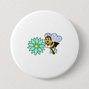 Badge Rond 7,6 Cm Bee with flower.PNG