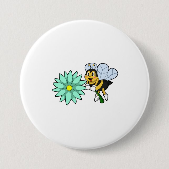 Badge Rond 7,6 Cm Bee with flower.PNG (Devant)