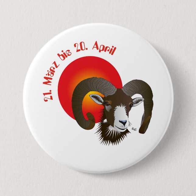 Badge Rond 7,6 Cm Bélier (Devant)