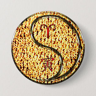 Badge Rond 7,6 Cm Bélier et Tiger
