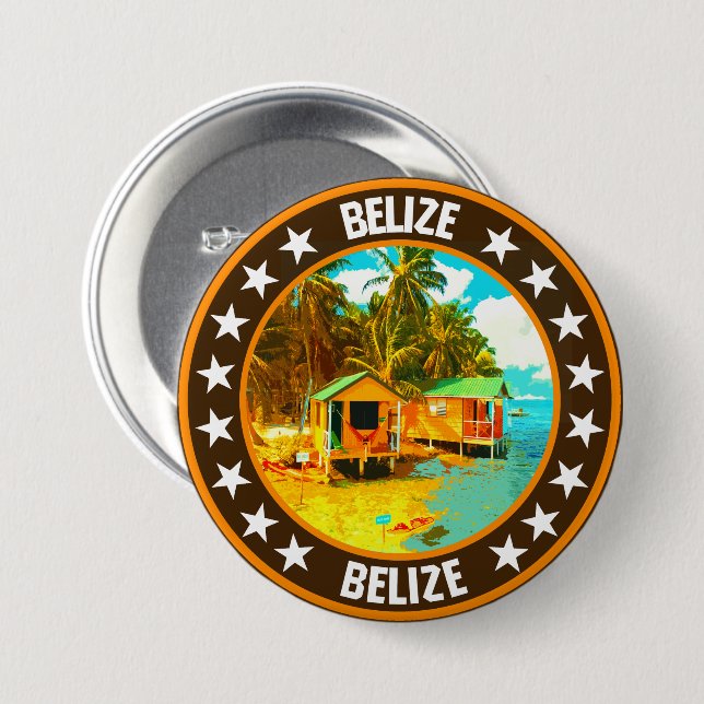 Badge Rond 7,6 Cm Belize (Devant & derrière)