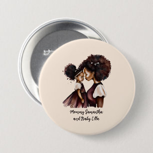 Badge Rond 7,6 Cm Belle maman et fille noire (24)