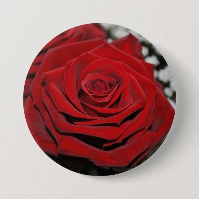 Badge Rond 7,6 Cm Belle Rose Rouge (Devant)
