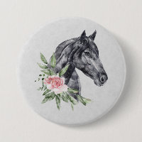 Belle tête de cheval noir Portrait d'aquarelle