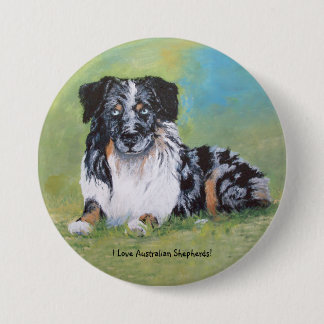 Badge Rond 7,6 Cm Berger australien, beau merle bleu !