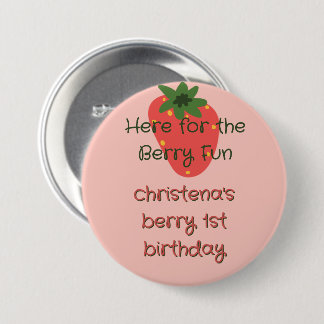 Badge Rond 7,6 Cm Berry First Birthday Guest
