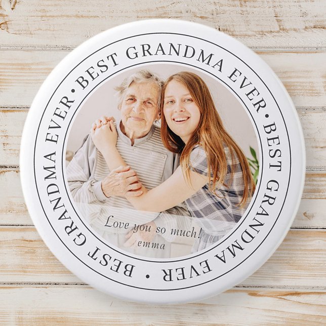 Badge Rond 7,6 Cm Best Grandma Ever Modern Classic (Créateur téléchargé)