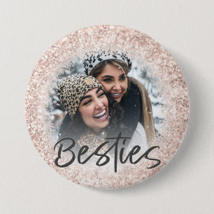 Badge Rond 7,6 Cm Bestie Rose Parties scintillant or Modèle photo