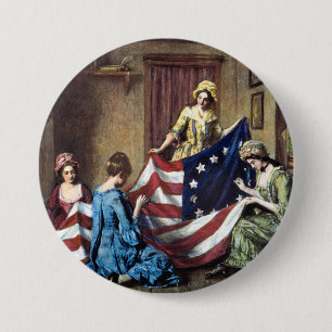 Badge Rond 7,6 Cm Betsy Ross Coupe Le Drapeau Américain