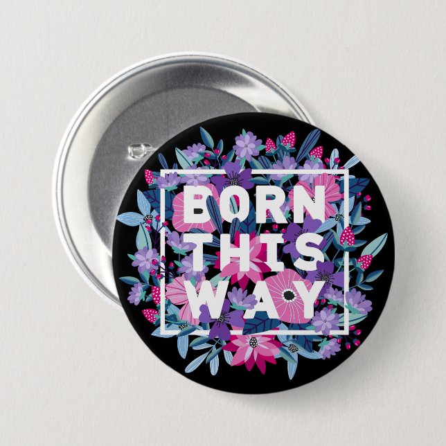 Badge Rond 7,6 Cm Bi Pride Florale rose violet (Devant & derrière)