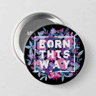 Badge Rond 7,6 Cm Bi Pride Florale rose violet