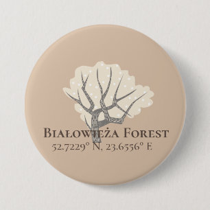 Badge Rond 7,6 Cm Białowieża Forêt Latitude & Longitude