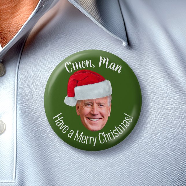 Badge Rond 7,6 Cm Biden Harris 2020 - Joe Santa Hat - C'mon Man (Biden Christmas Buttons)