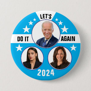 Badge Rond 7,6 Cm Biden Harris et AOC 2024