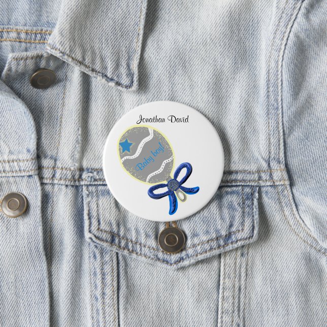 Badge Rond 7,6 Cm Bienvenue Bébé Garçon Bouton (En situation)