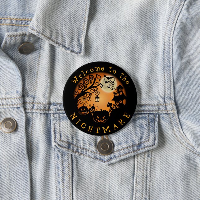 Badge Rond 7,6 Cm Bienvenue dans la coutume du Citrouille Halloween  (En situation)