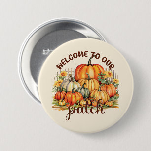 Badge Rond 7,6 Cm Bienvenue dans notre Patch - Cosy Citrouille Patch