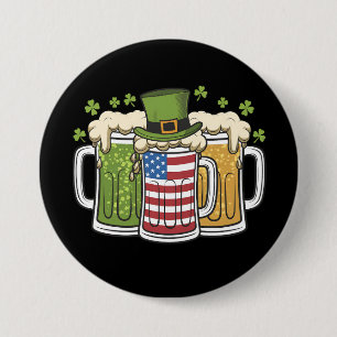Badge Rond 7,6 Cm Bière Irlandaise Irlande États-Unis Drapeau Améric