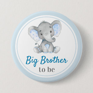 Badge Rond 7,6 Cm Big Brother être bébé garçon douche éléphant bleu