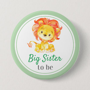 Badge Rond 7,6 Cm Big Sister to be Jungle Safari Baby Boy Shower