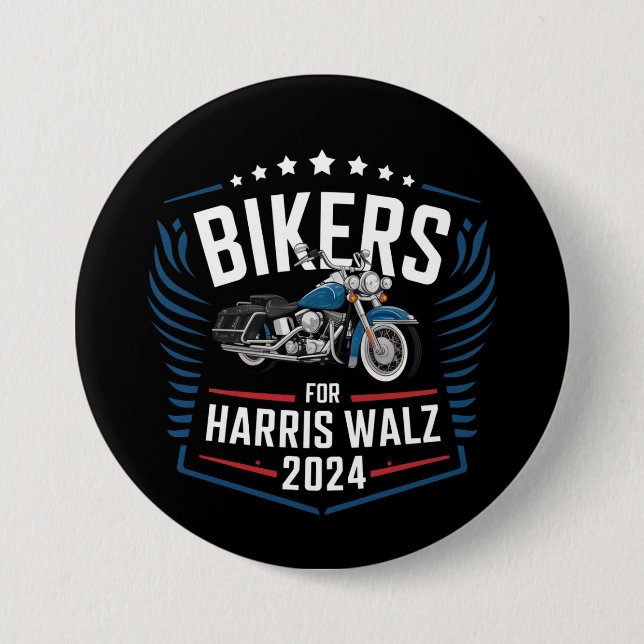 Badge Rond 7,6 Cm Bikers For Harris Walz 2024 Harris Waltz 2024 (Devant)