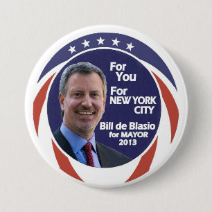 Badge Rond 7,6 Cm Bill de Blasio NYC maire 2012