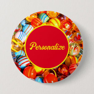 Badge Rond 7,6 Cm Billes de verre vintage école ancienne colorées
