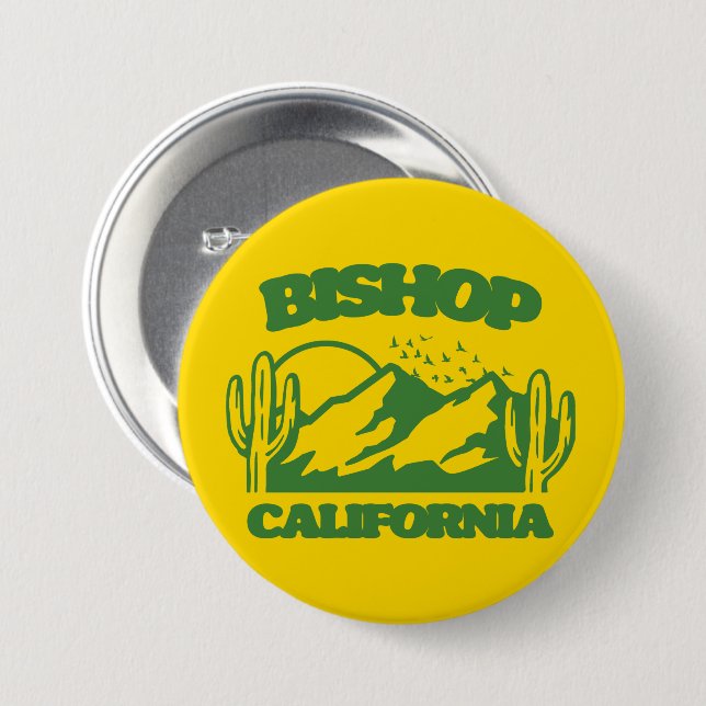 Badge Rond 7,6 Cm Bishop California (Devant & derrière)