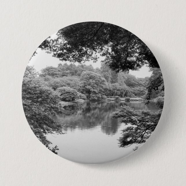 Badge Rond 7,6 Cm Black and white, cool, unique nature et lake (Devant)