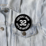 Badge Rond 7,6 Cm Black and White Football Maman Jersey Numéro<br><div class="desc">Saluez votre équipe sportive préférée, votre footballeur ou montrez votre fierté scolaire avec un bouton d'esprit personnalisé! Ajoutez votre nom d'école ou personnalisez-le avec le nom d'un joueur et son numéro de maillot. Parfait pour le football, le basket, le baseball et les jeux de football ! Créez des broches personnalisées...</div>