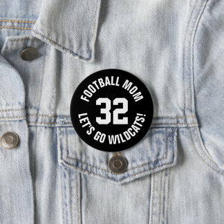 Badge Rond 7,6 Cm Black and White Football Maman Jersey Numéro