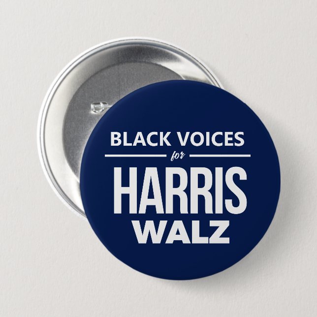 Badge Rond 7,6 Cm Black Voices pour Harris Walz (Devant & derrière)