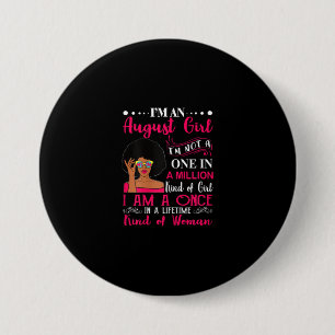 Badge Rond 7,6 Cm Black Women August Birthday