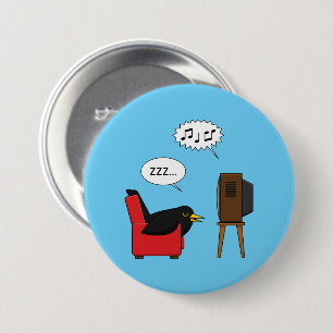 Badge Rond 7,6 Cm Blackbird Dormir devant la bande dessinée de la té